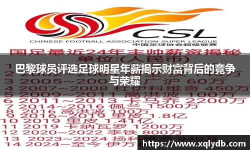 巴黎球员评选足球明星年薪揭示财富背后的竞争与荣耀
